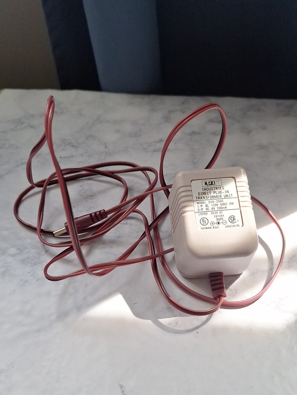 Naxa Beige AC Adapter Charger with Brown Cord